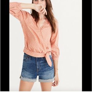 Madewell Wrap Shirt Stars Coral Small
